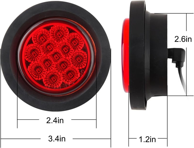 Partswcgg أضواء علامة LED دائرية 2.5 بوصة مع 13 LED عاكس، 8 برتقالي + 8 أحمر 2 1/2 بوصة في أضواء علامة مقطورة دائرية، أضواء جانبية للسيارات مع تركيبات مطاطية مقاومة للماء، مع أسلاك مزدوجة - Image 5